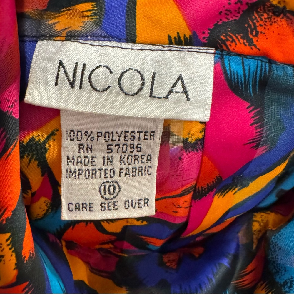 Vintage NICOLA Abstract Print High-Neck Blouse | Size 10 | NWT | Made in Korea - Picture 13 of 15
